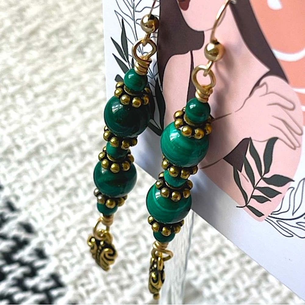 BOHEMIAN MALACHITE DANGLE EARRINGS
